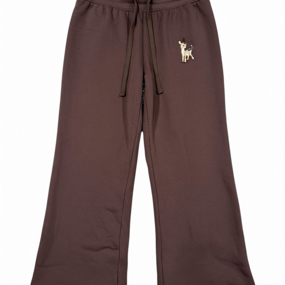 Brown Bottoms with Deer Embroidery